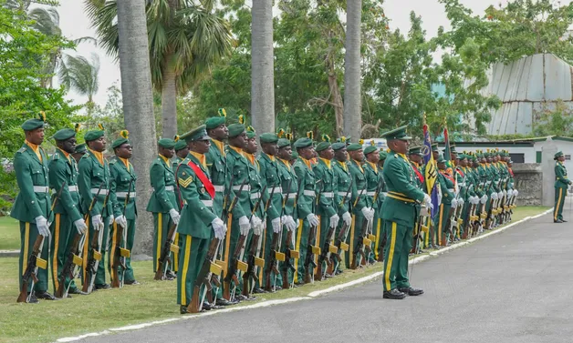 Barbadian troops in formation